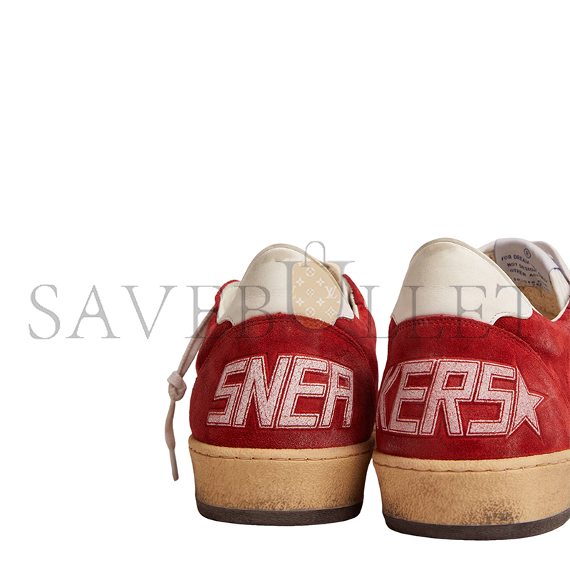 GOLDEN GOOSE MEN'S BALL STAR IN DARK RED SUEDE WITH WHITE STAR AND HEEL TAB GMF00117